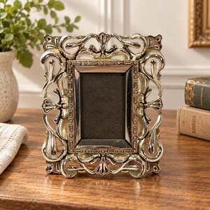 Godinger Silver Plated Heavy Metal Ornate Mini Picture Frame Victorian Regency